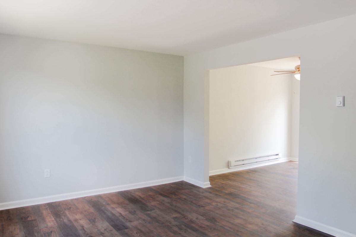 Interior painting and white trim in a Palmyra-area living room